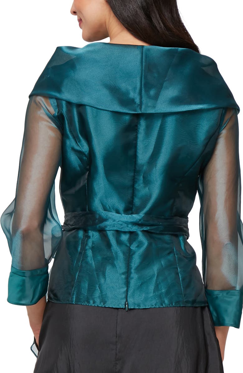 Alex Evenings Organza Wrap Top, Alternate, color, Emerald Green