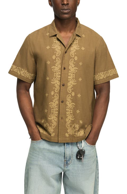 Embroidered Paisley Camp Shirt
