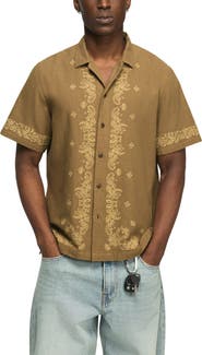 Lucky Brand Embroidered Paisley Camp Shirt