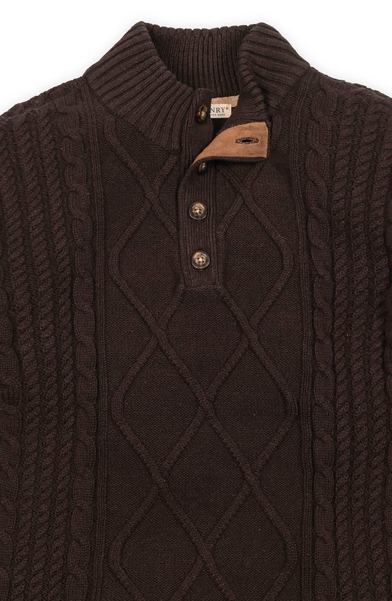 Hope & Henry Organic Mock Neck Cable Sweater, Alternate, color, Chocolate Heather