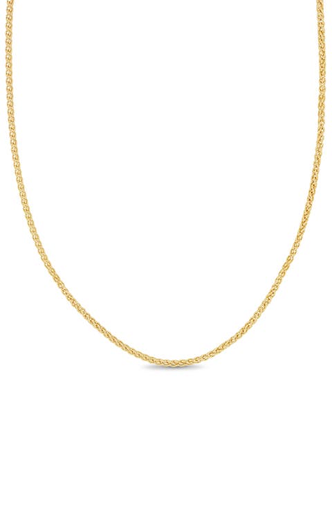 14K Gold Wheat Chain Necklace