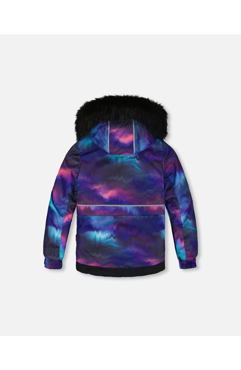 Deux par Deux Girl's Two Piece Snowsuit Printed Purple Aurora Borealis, Alternate, color,