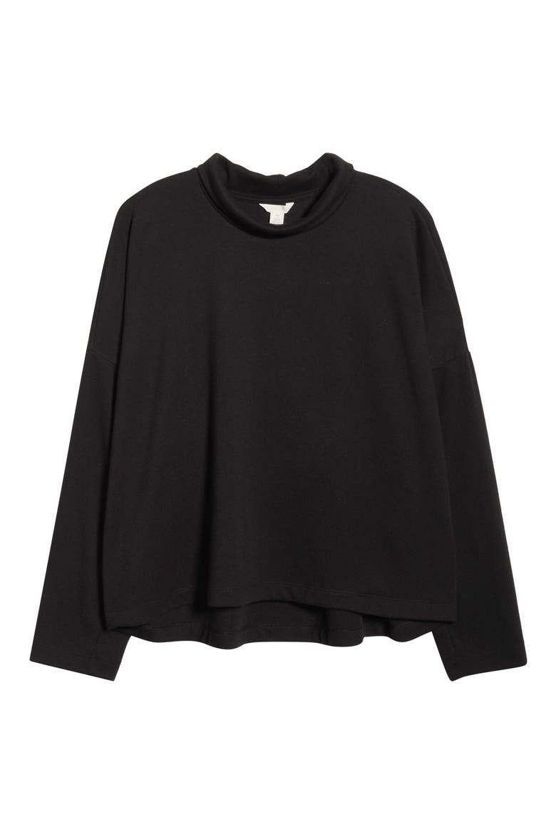 Drop Shoulder Turtleneck Top, Alternate, color, BLACK