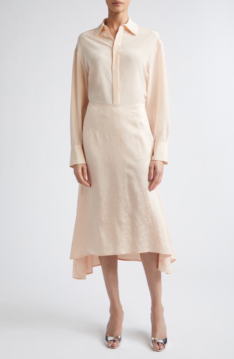 Victoria Beckham Floral Jacquard Asymmetric Satin Midi Skirt, Alternate, color, Blossom