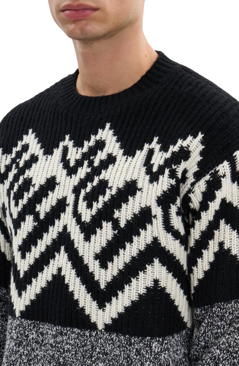 Helmut Lang Zephir Oversize Fair Isle Wool Blend Crewneck Sweater, Alternate, color, Black/ Ivory