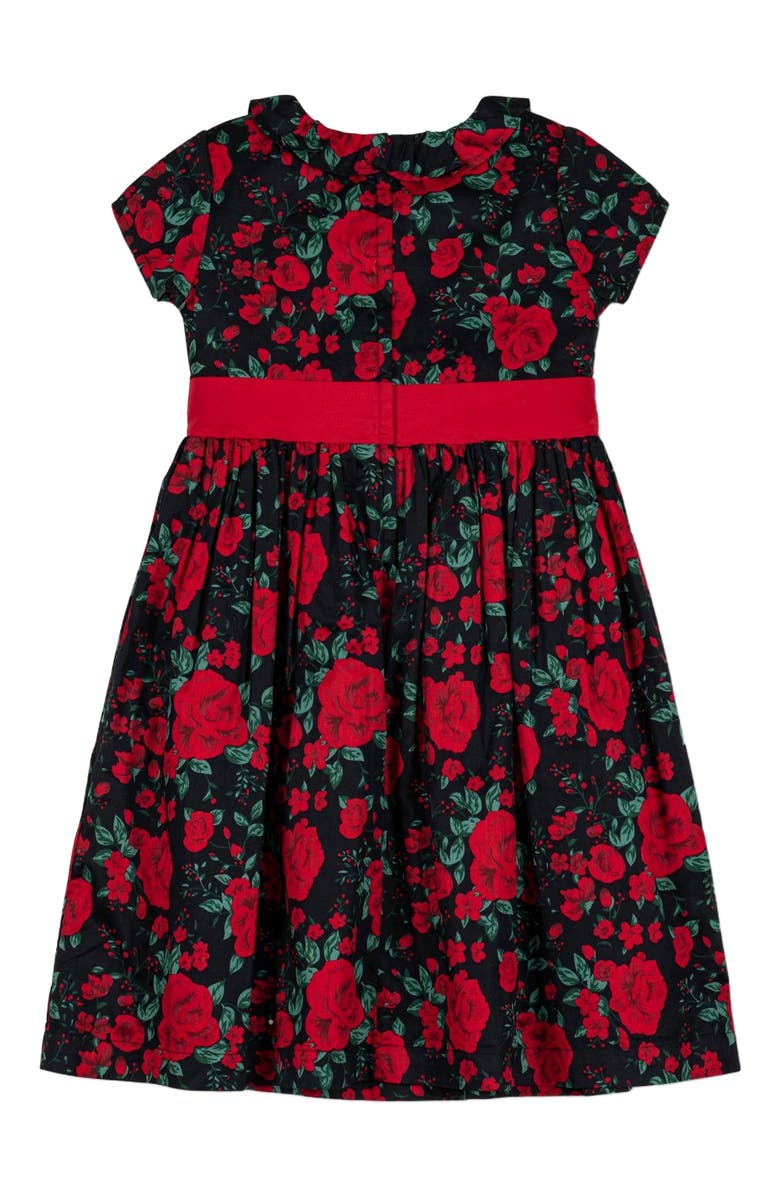 Hope & Henry Baby Girls' Organic Ruffle Collar Party Dress, Infant, Alternate, color, Black Holiday Rose