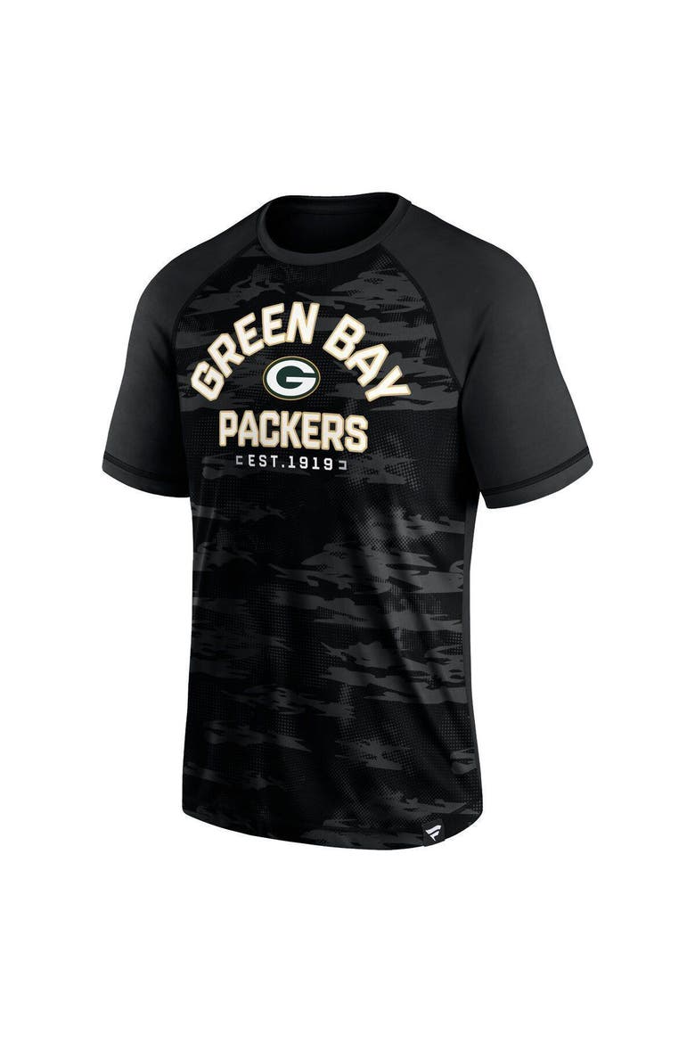 Men's Fanatics Branded Green Bay Packers Blackout Hail Mary Raglan T-Shirt, Alternate, color, Black