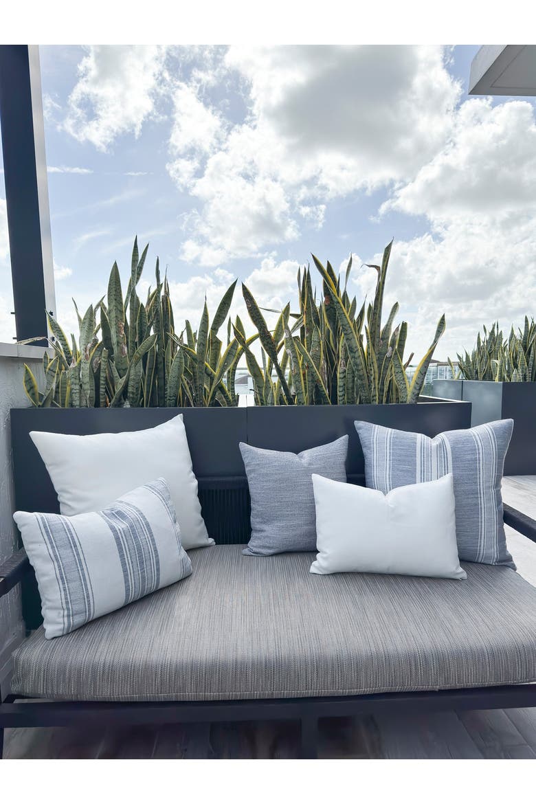 Seaside Smooth Indoor Outdoor Pillow, Alternate, color, Indigo