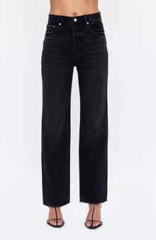 Cassie High Waist Distressed Hem Straight Leg Jeans