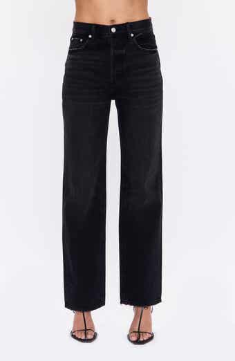 Cassie High Waist Distressed Hem Straight Leg Jeans