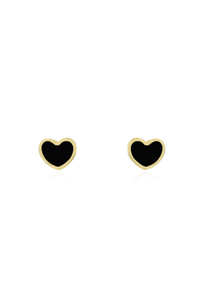 Mini Onyx Heart Stud Earrings, Alternate, color, Onyx
