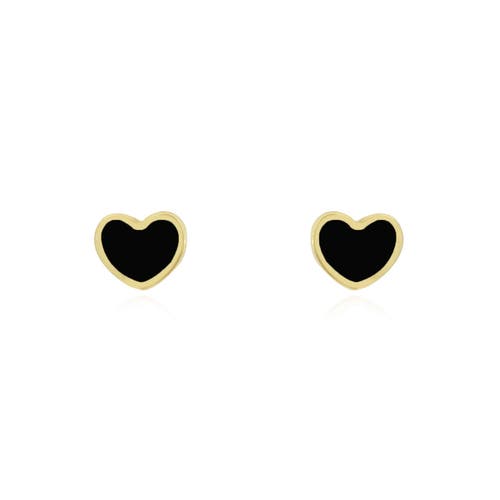 The Lovery Fine Jewelry Mini Onyx Heart Stud Earrings In Black
