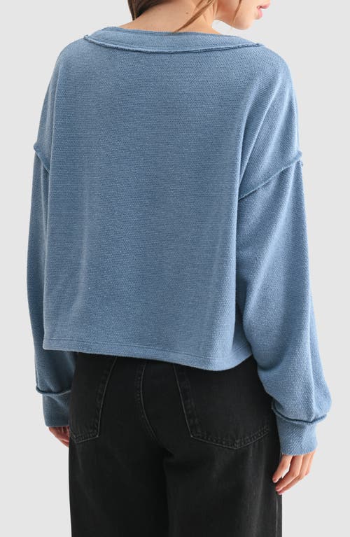 Lush V-neck Long Sleeve Top In Blue