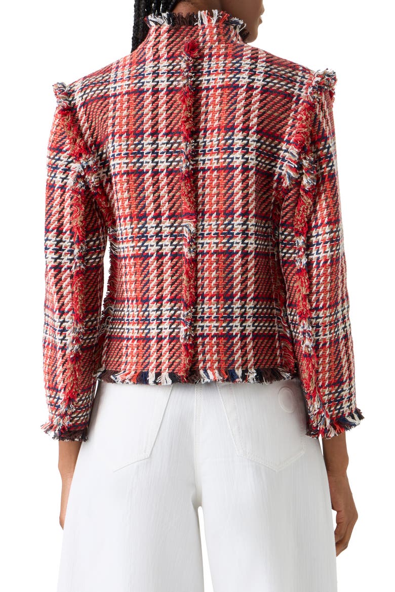 Check Tweed Crop Jacket, Alternate, color, RED-MULTICOLOR