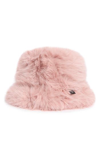 Nanette Lepore Faux Fur Bucket Hat In Blush