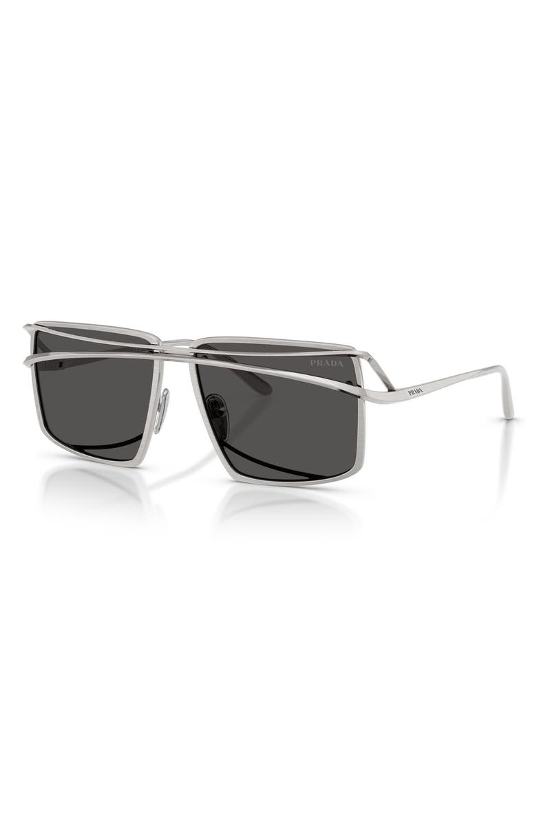 Prada 58mm Irregular Sunglasses, Alternate, color, Silver Vintage / Dark Grey