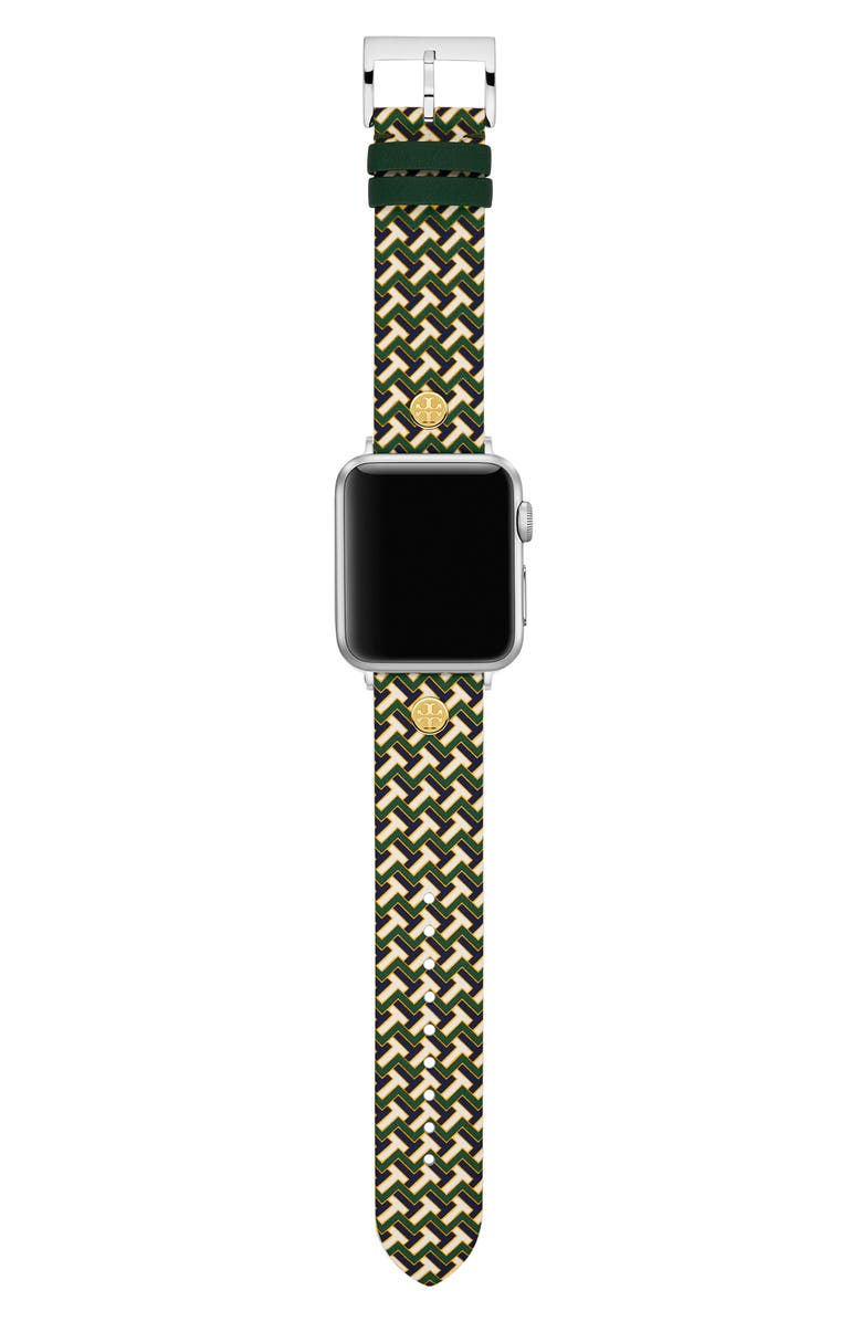Tory Burch T-Zag Leather Strap for Apple Watch<sup>®</sup>, 38mm/40mm, Main, color, 