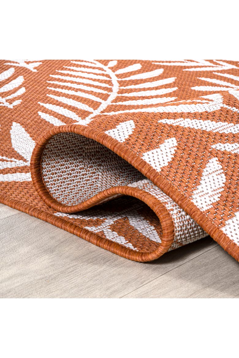 Nevis Palm Frond Indoor/Outdoor Area Rug, Alternate, color, Orange/Cream