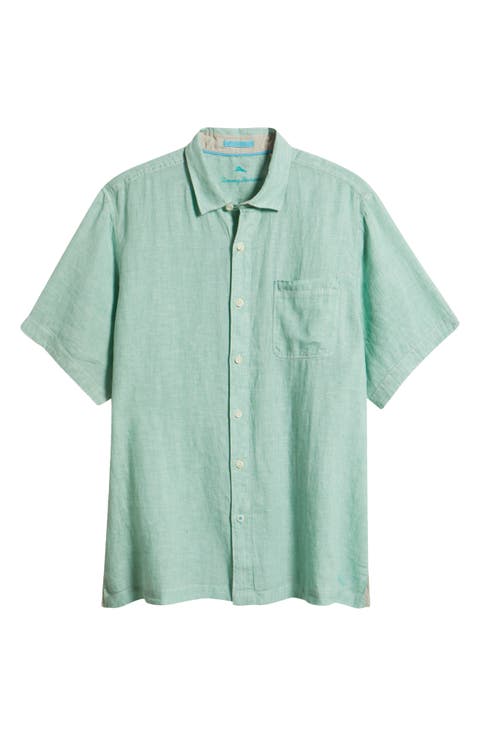 Paradise Breezer Short Sleeve Linen Button-Up Shirt (Big & Tall)