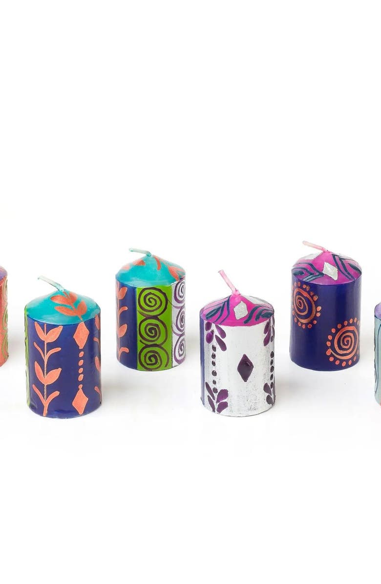 Thumbprint Artifacts Sari Painted Candles - Set of 6, Main, color, Sari - 2"