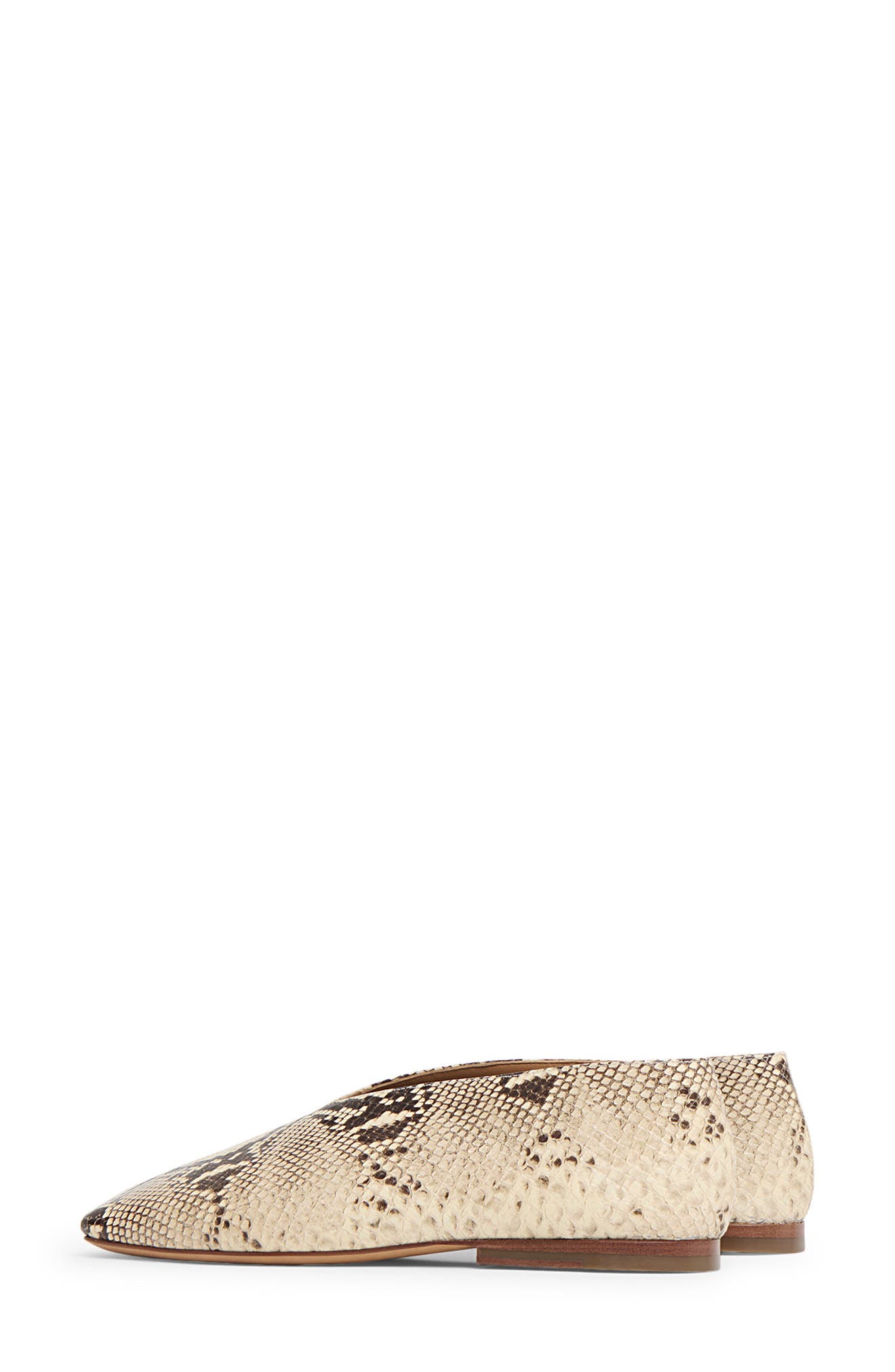 Mansur Gavriel Snakeskin Embossed Square Toe Flat, Alternate, color, 