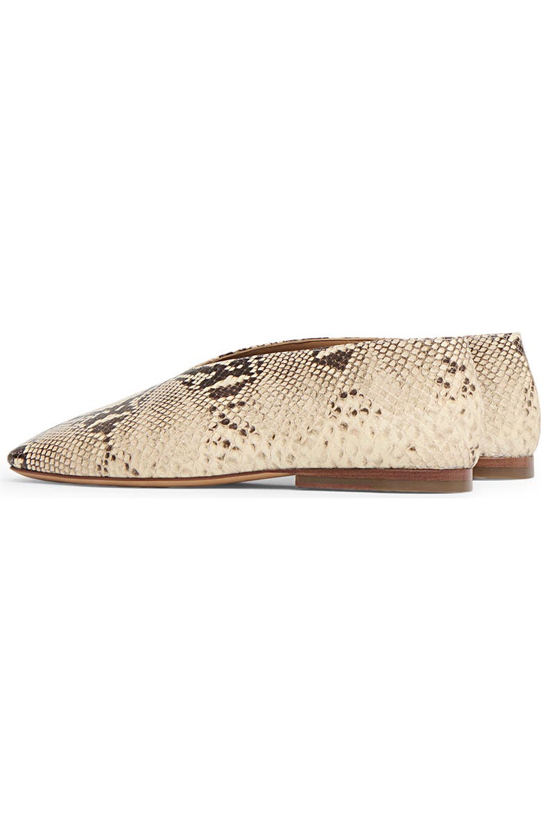 Mansur Gavriel Snakeskin Embossed Square Toe Flat, Alternate, color,