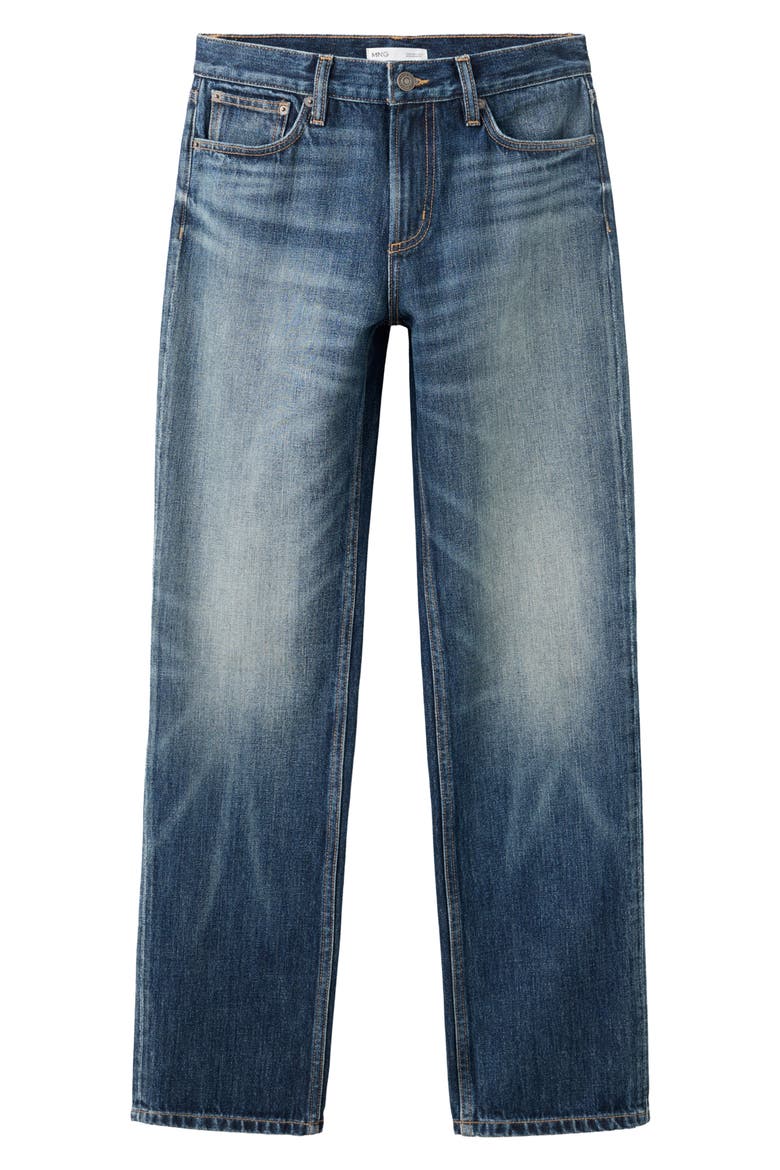 Mid Rise Straight Leg Jeans, Main, color, DARK BLUE