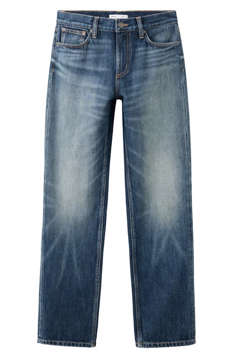 Mid Rise Straight Leg Jeans