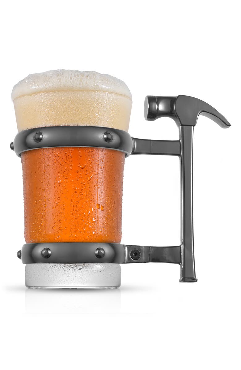 JoyJolt Single Hammer Handle Beer Mug, Alternate, color, Clear