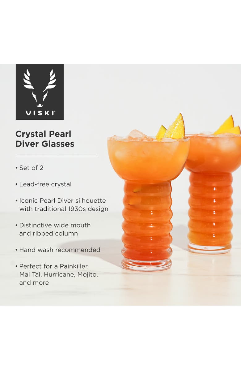 Viski Pacific Crystal Pearl Diver Glasses Set of 2, Alternate, color, Clear