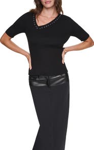 DKNY Grommet Rib Sweater