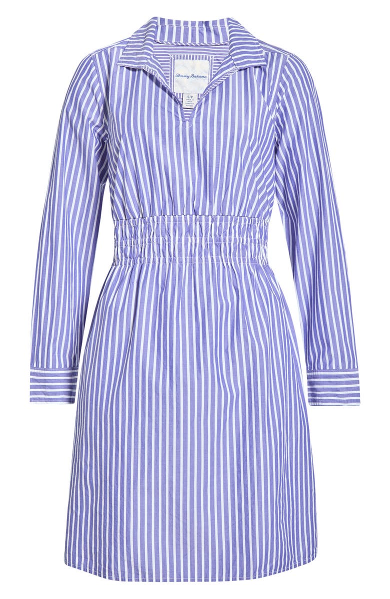 Tommy Bahama Sunlit Stripe Long Sleeve Shirtdress, Alternate, color, Bold Blue