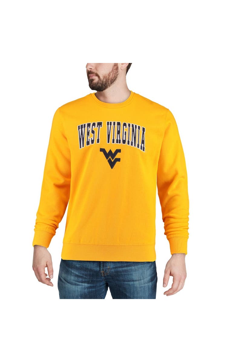 COLOSSEUM Men's Colosseum Gold West Virginia Mountaineers Arch & Logo Crew Neck Sweatshirt, Alternate, color, Gold