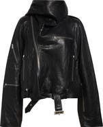 Rick Owens Crop Leather Zip Jacket