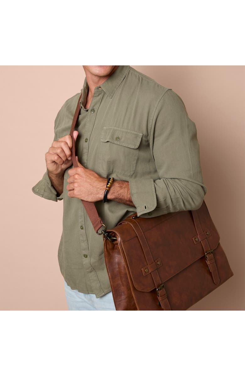 Lucky Brand Tiger's Eye Beaded and Leather Wrap Bracelet, Alternate, color, Black, Brown