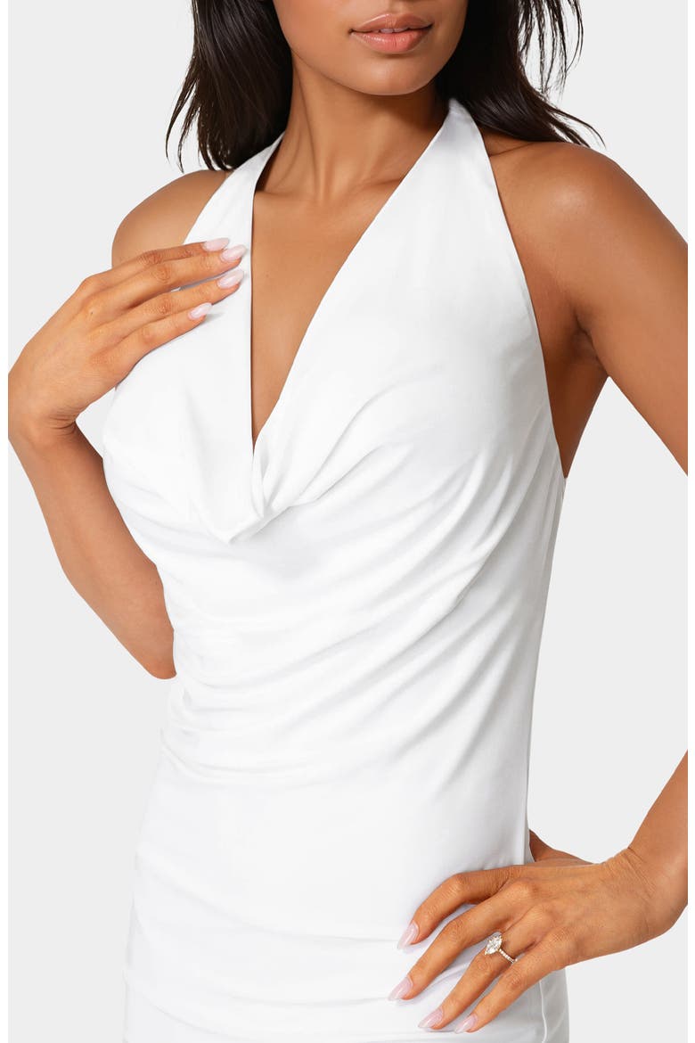 Cowl Neck Halter Minidress, Alternate, color, IVORY