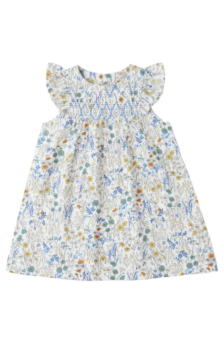Charlotte & George Ruffle Sleeve Floral Woven Jumper, Main, color, Blue