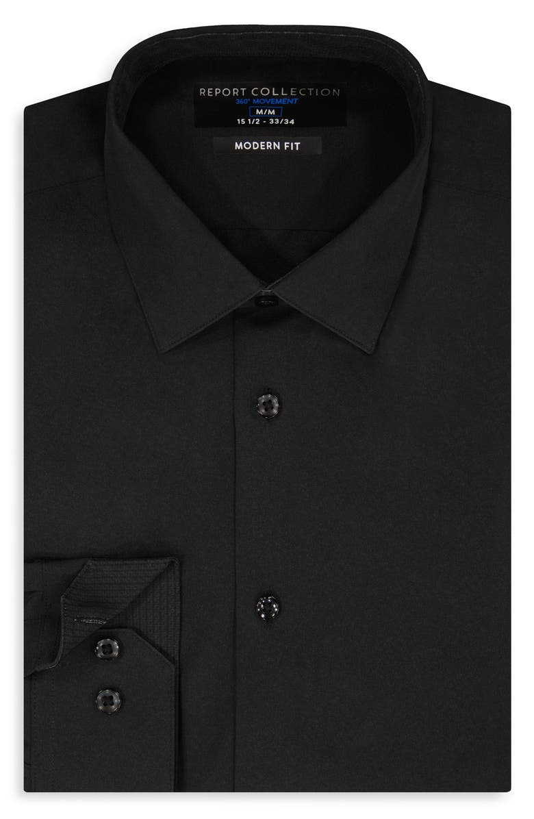 Report Collection Solid Slim Fit Stretch Dress Shirt, Alternate, color, 09 Black