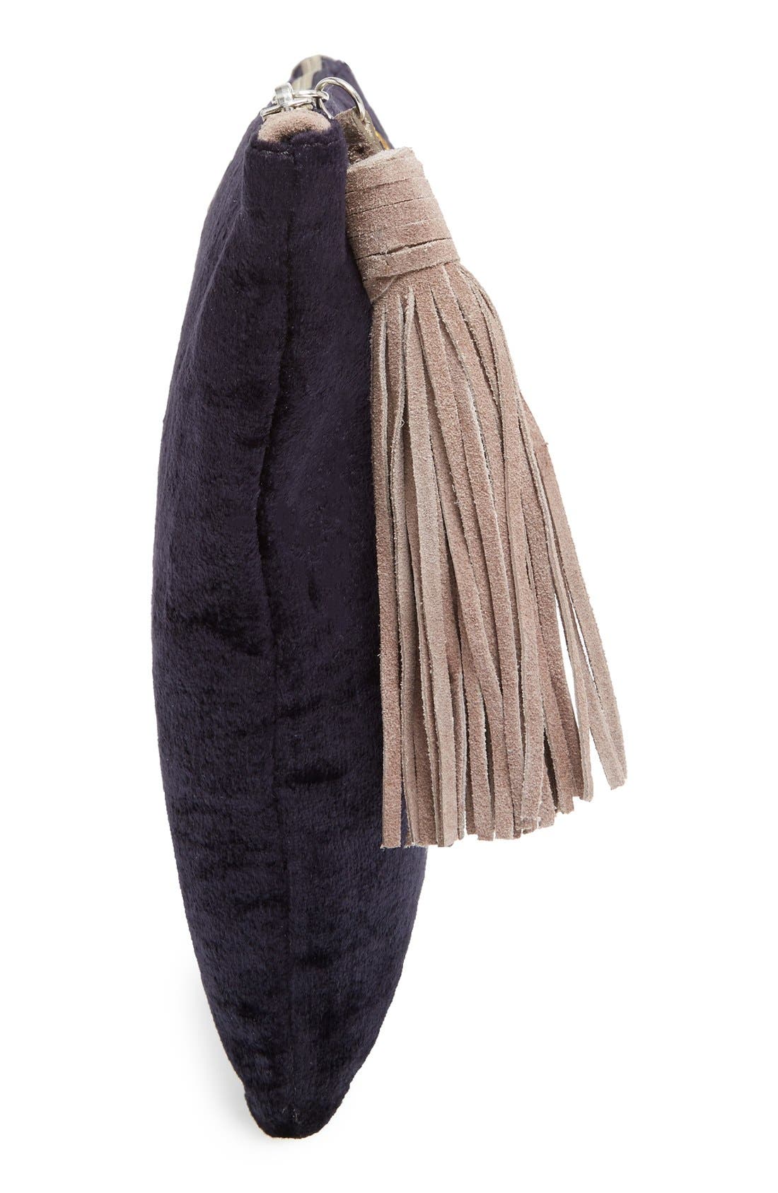 Carol Velvet Clutch, Alternate, color, BLACK