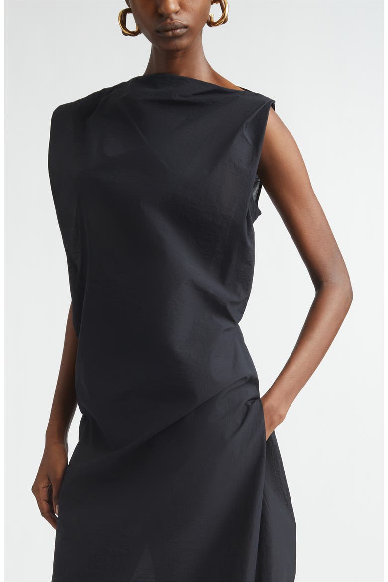 La Robe Drap Asymmetric Midi Dress, Alternate, color, BLACK