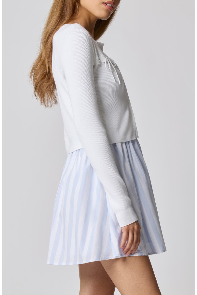 Baby Bow Rib Knit Button Front Crop Cardigan, Alternate, color, BRIGHT WHITE