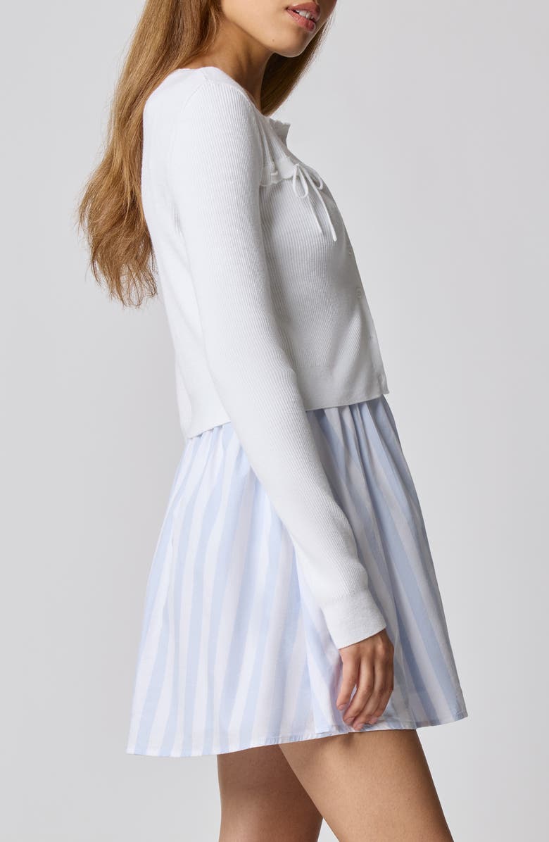 Florence by Mills Baby Bow Rib Knit Button Front Crop Cardigan, Alternate, color, Bright White