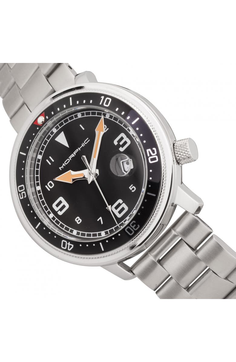 Morphic M74 Series Bracelet Watch w/Magnified Date Display, Alternate, color, Gunmetal/Black & Silver/Black