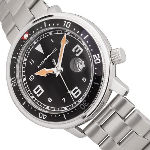 Morphic M74 Series Bracelet Watch W/magnified Date Display In Gunmetal/black & Silver/black