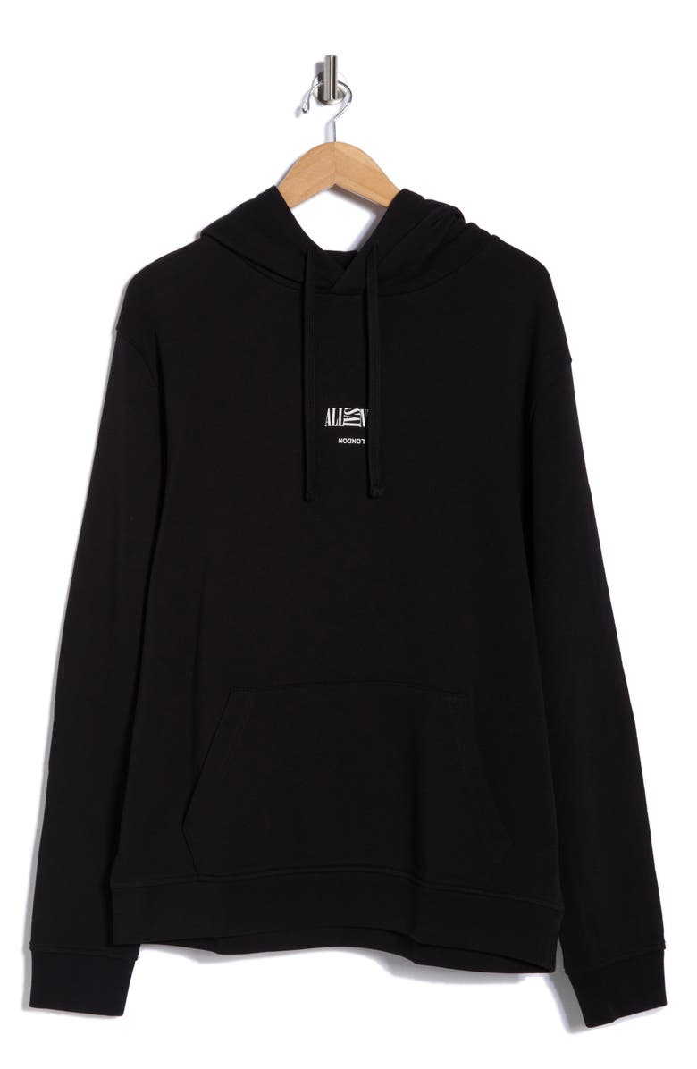 AllSaints Burman Logo Hoodie, Main, color, Jet Black