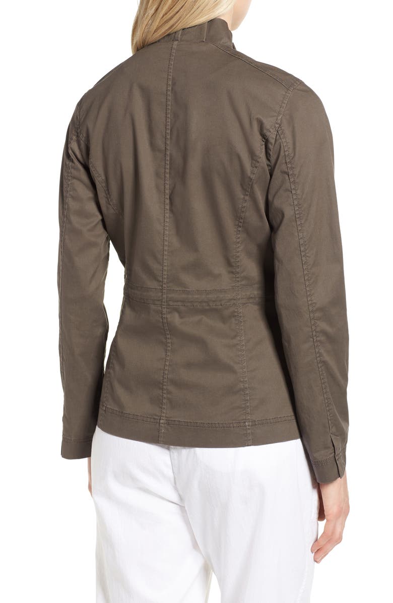 Eileen Fisher Ruffle Collar Organic Cotton Blend Jacket, Alternate, color, 