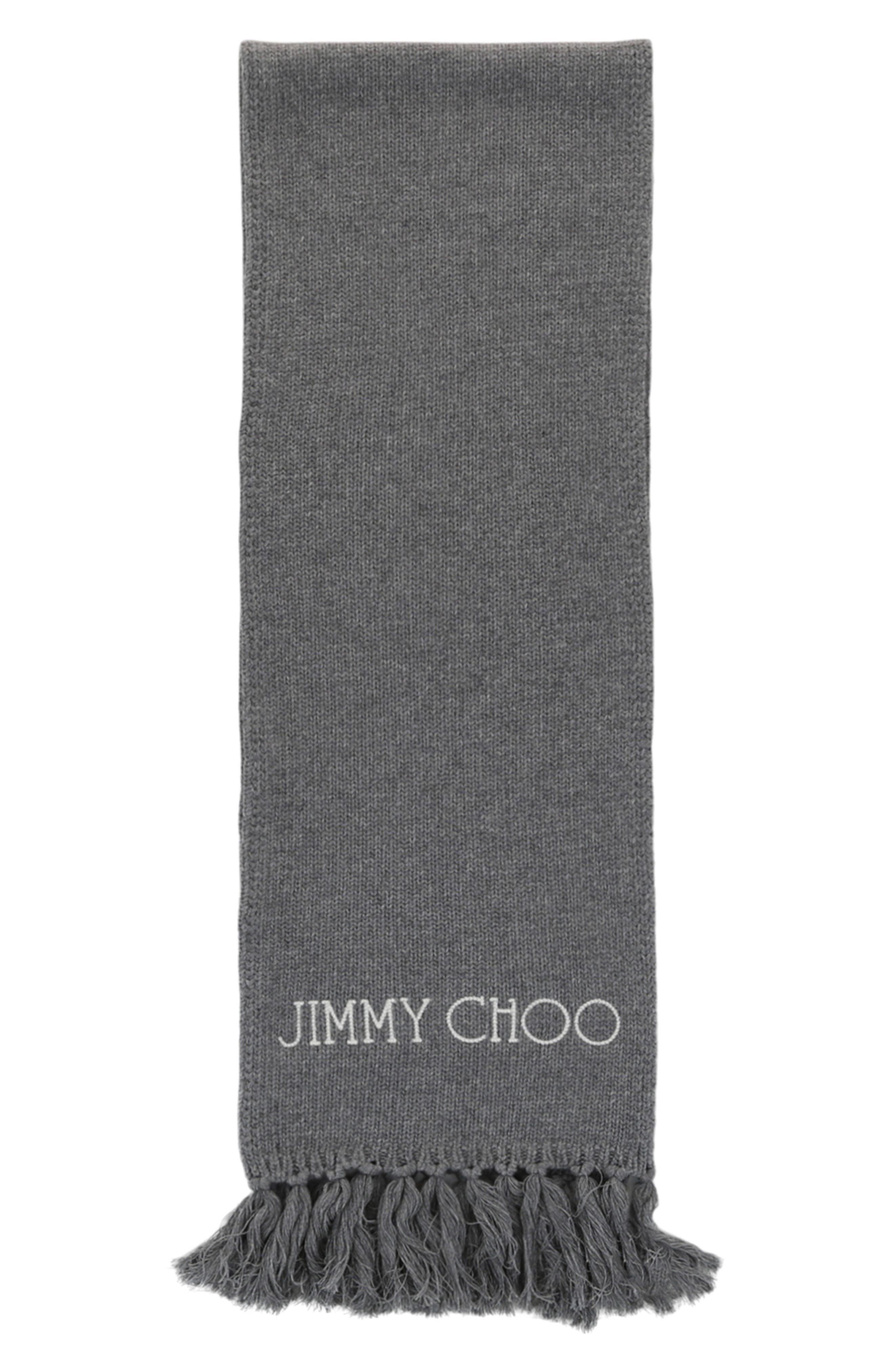 Jimmy Choo Embroidered Logo Wool Scarf (Women) | Nordstromrack