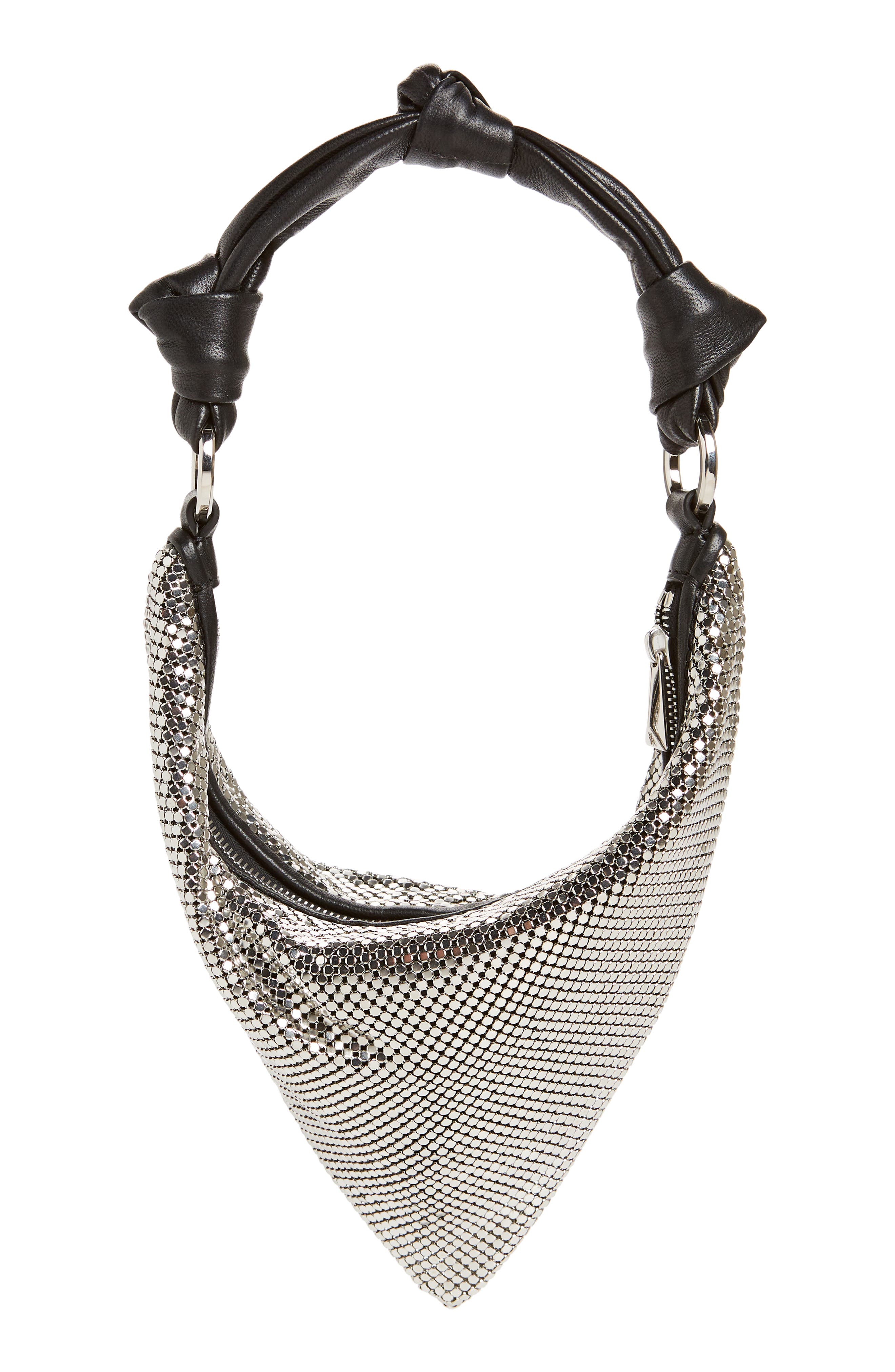 Amina Muaddi Mini Cameron Mesh Hobo Bag, Alternate, color, Mesh Silver/Silver Hardware