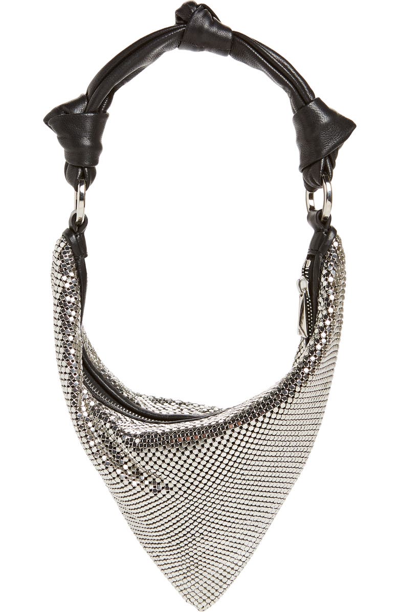 Amina Muaddi Mini Cameron Mesh Hobo Bag, Alternate, color, Mesh Silver/Silver Hardware