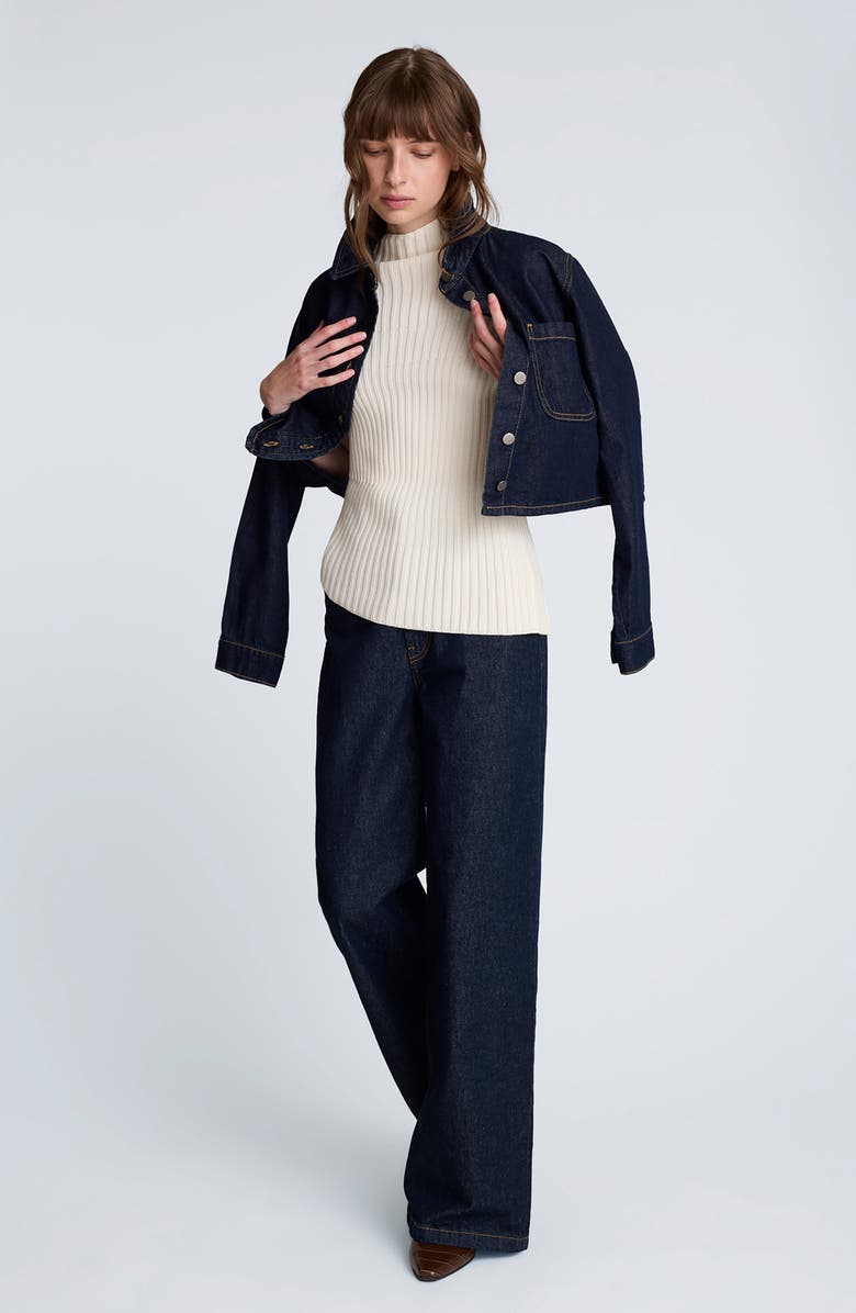 Kenneth Cole Ribbed Mock Neck Asymmetric Hem Top, Alternate, color, Oyster